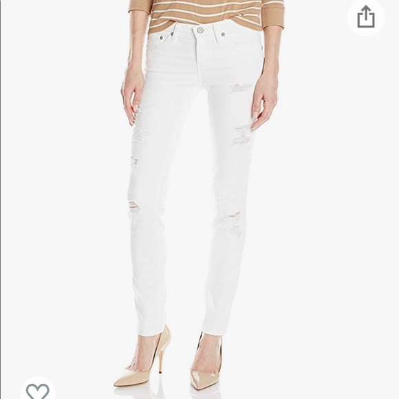 NWT AG Stilt Cigarette 1 Year White Mended Jeans